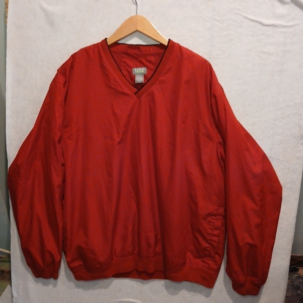 IZOD Golf Rain Jacket Mens XL Red Waterproof Pullover Windbreaker